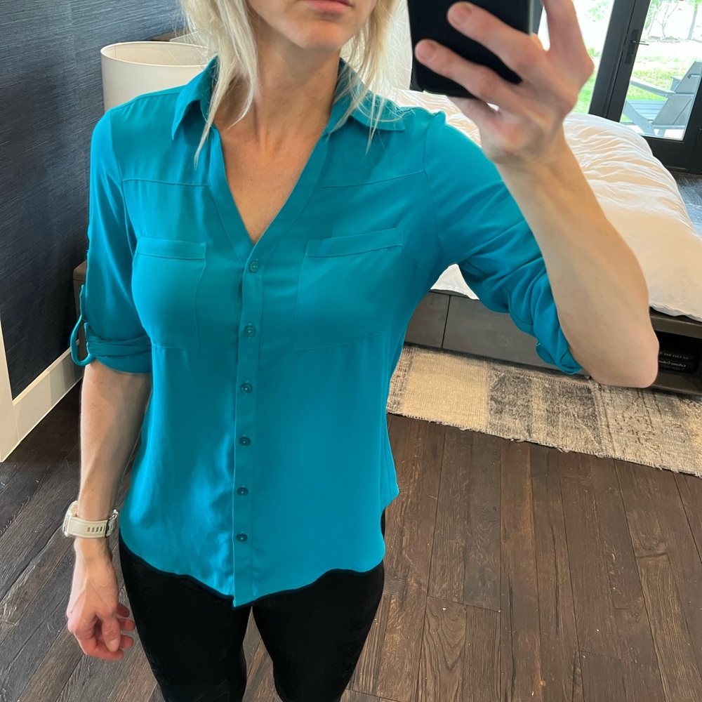 Express turquoise lightweight blouse